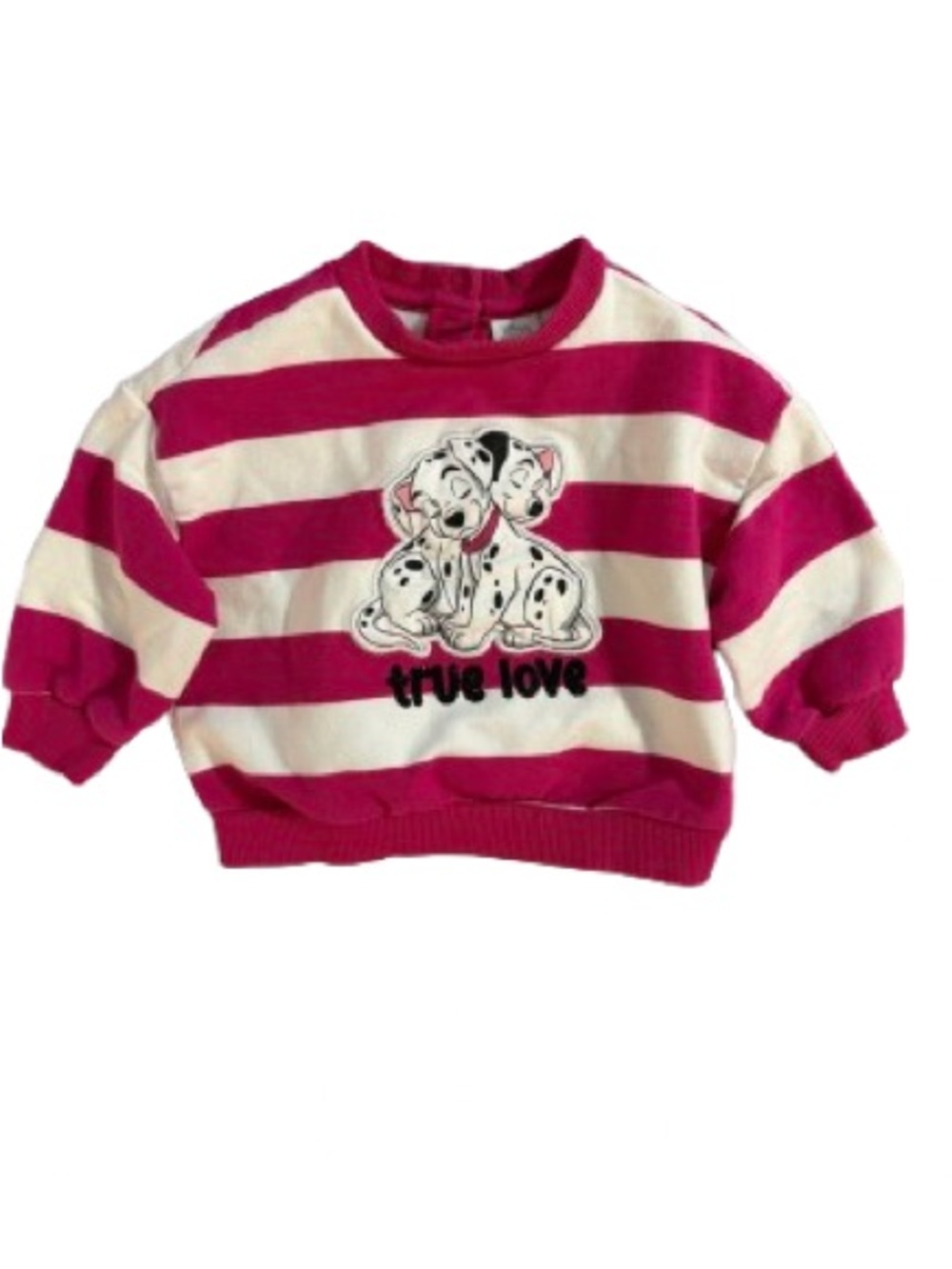 Disney Dalmation Baby Girl Pink&Cream Striped Sweatshirt with 'True Love' 9-12